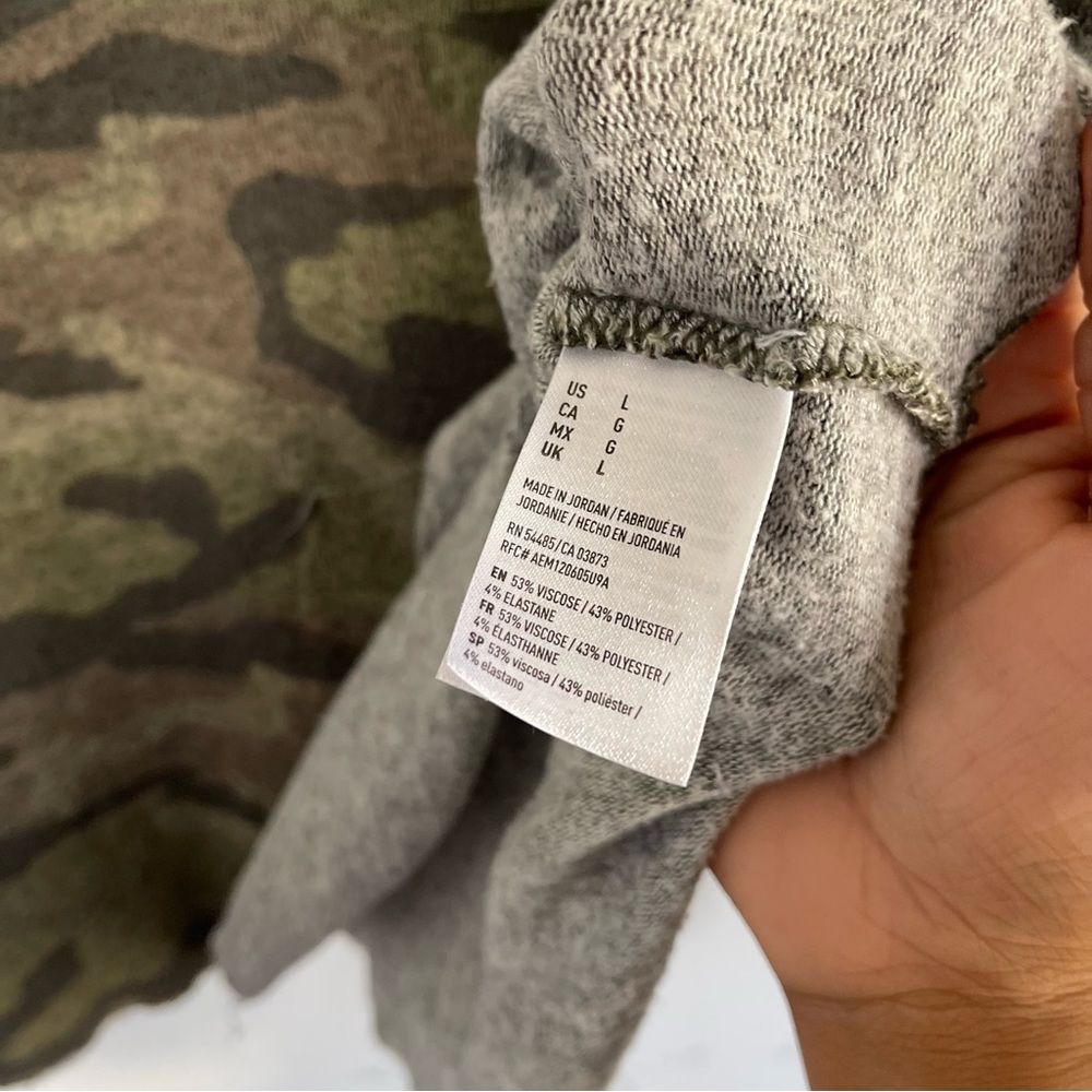 Aero soft & sexy plush top long sleeve camo print green sz L - Picture 6 of 8